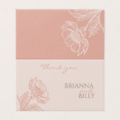 ミニマリストピンク結婚フローラサンキューカード (外部フラット)