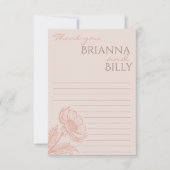 ミニマリストピンク結婚フローラサンキューカード サンキューカード (正面)