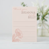 ミニマリストピンク結婚フローラサンキューカード サンキューカード (スタンド正面)