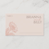 ミニマリストピンク結婚フローラ座席表 プレイスカード (正面)