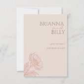 ミニマリストピンク結婚フローラ セーブザデート (正面)