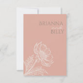 ミニマリストピンク結婚フローラ セーブザデート (裏面)