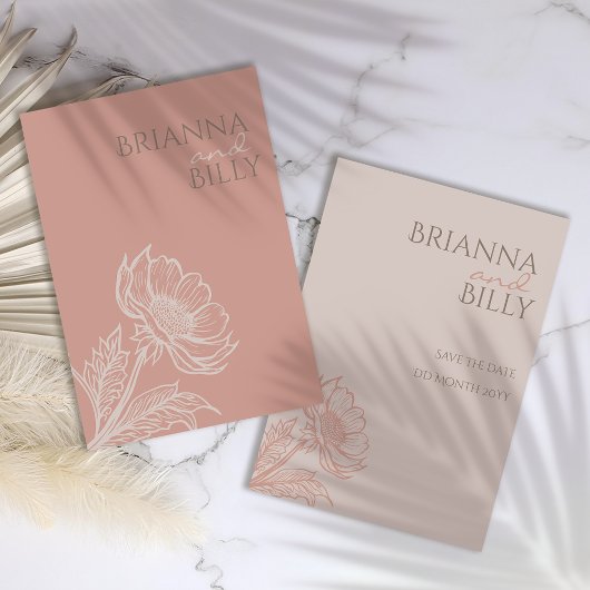 ミニマリストピンク結婚フローラ セーブザデート