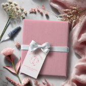 ミニマリストピンク結婚式の引き出物ラベル モノグラムの ギフトタグ