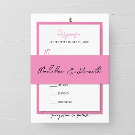 ミニマリストピンク結婚式招待状ベリーバンド 招待状ベリーバンド