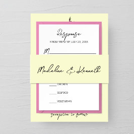 ミニマリストピンク結婚式招待状ベリーバンド 招待状ベリーバンド