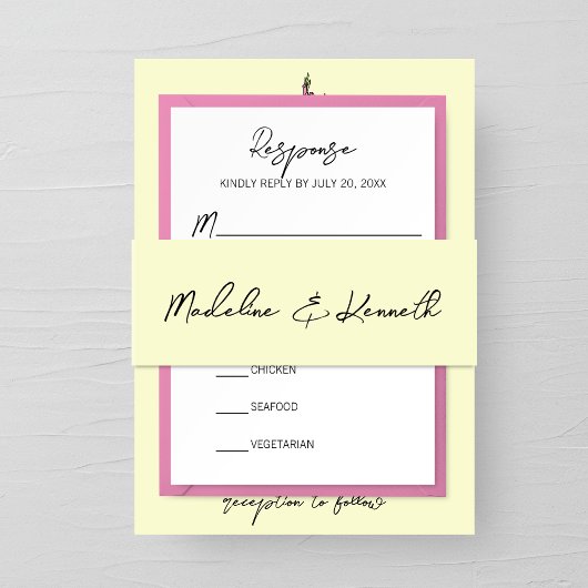 ミニマリストピンク結婚式招待状ベリーバンド 招待状ベリーバンド