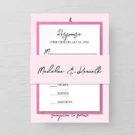 ミニマリストピンク結婚式招待状ベリーバンド 招待状ベリーバンド