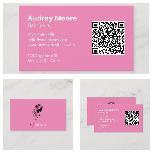 ミニマリストピンク美容師 名刺