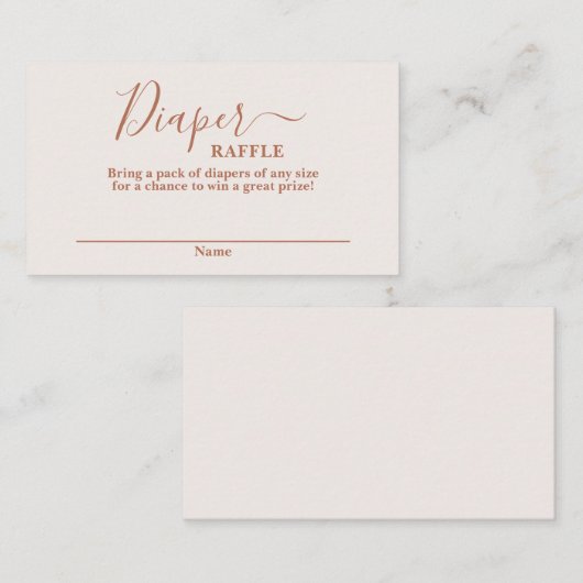 ミニマリストピンク赤ちゃんシャワーおむつラッフルカード エンクロージャーカード (正面/裏面)