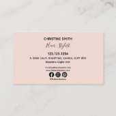 ミニマリストピンク赤面ライン描フローラ美しい 名刺 (裏面)