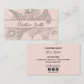 ミニマリストピンク赤面ライン描フローラ美しい 名刺 (正面/裏面)