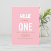 ミニマリストピンク1st誕生日招待状 招待状 (スタンド正面)
