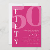 ミニマリストピンク50th誕生日パーティー 招待状 (正面)
