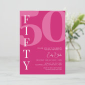 ミニマリストピンク50th誕生日パーティー 招待状 (スタンド正面)