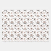 ミニマリストピンク&グレークリスマス動物のパターン ラッピングペーパーシート (正面)