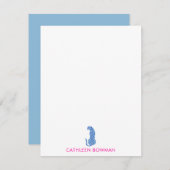 ミニマリストピンク&ブルーチーテモダンーパーソナライズされた ノートカード (正面/裏面)