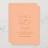 ミニマリストピーチエレガントオモダンロ結婚ング 招待状 (正面/裏面)