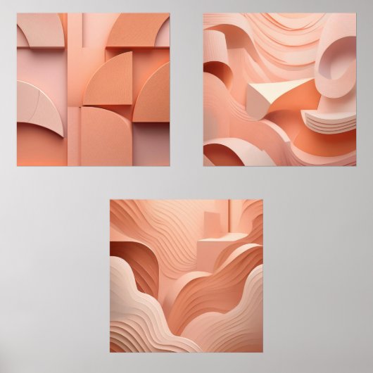 ミニマリストピーチ抽象芸術モダンアートジオメトリックセット (正面)