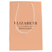 ミニマリストピーチ花嫁ギフトエレガントな結婚式 ミディアムペーパーバッグ (正面)