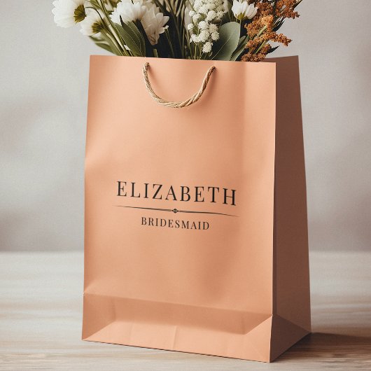 ミニマリストピーチ花嫁ギフトエレガントな結婚式 ミディアムペーパーバッグ