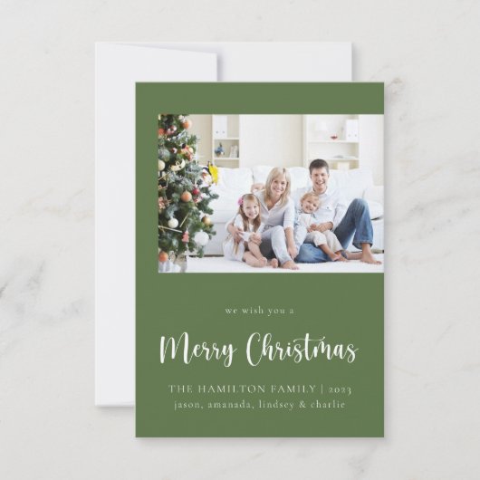 ミニマリストファミリーフォトクリスマスホリデーカード サンキューカード (正面)
