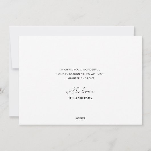 ミニマリストファミリーフォトクリスマスホリデーカード シーズンカード (裏面)