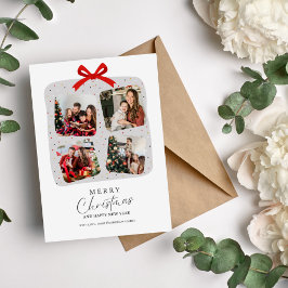ミニマリストファミリーフォトクリスマスホリデーカード 招待状