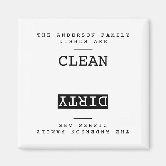 ミニマリストファミリー名クリーン汚れ食洗機 マグネット (正面)