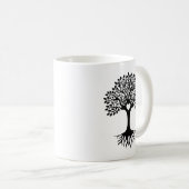 ミニマリストファミリー懇親会ハートフェルト金ゴールドリーフツリー コーヒーマグカップ (正面右)