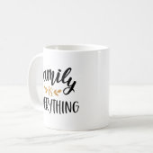 ミニマリストファミリー懇親会ハートフェルト金ゴールドリーフツリー コーヒーマグカップ (正面左)