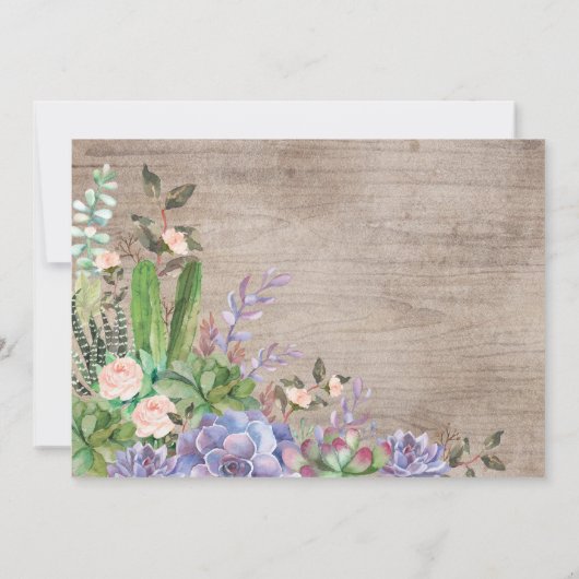 ミニマリストフィエスタテラリウム多肉質ベビーシャワー 招待状 (裏面)