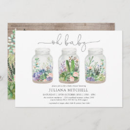 ミニマリストフィエスタテラリウム多肉質ベビーシャワー 招待状