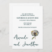 ミニマリストフィールドフラワー結婚式招待状 招待状 (正面/裏面)