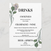 ミニマリストフィールド結婚フラワーのドリンクバーメニュー メニュー (正面)