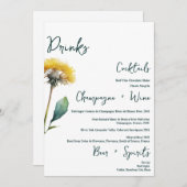 ミニマリストフィールド結婚フラワーのドリンクバーメニュー メニュー (正面/裏面)