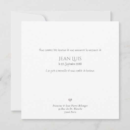 ミニマリストフェアールパートドナイサンスガルソン 招待状 (裏面)