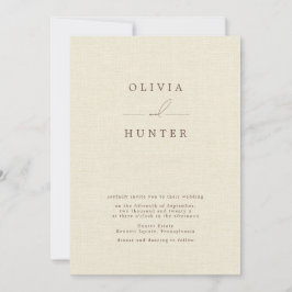 ミニマリストフェイククリームリ結婚ネン 招待状