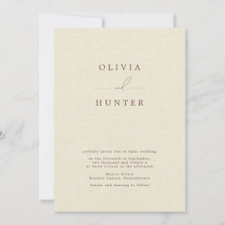 ミニマリストフェイククリームリ結婚ネン 招待状