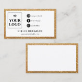 ミニマリストフェイク金ゴールドグリッターソーシャルメディアロゴ 名刺 (正面/裏面)