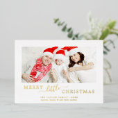 ミニマリストフォイルメリーリトルクリスマスベビー誕生 箔シーズンカード (立ち正面)