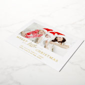 ミニマリストフォイルメリーリトルクリスマスベビー誕生 箔シーズンカード (回転した状態)