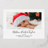 ミニマリストフォイルメリーリトルクリスマスベビー誕生 箔シーズンカード (裏面)