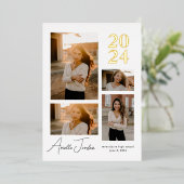 ミニマリストフォイル卒業年箔招待状 箔招待状 (立ち正面)