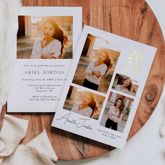 ミニマリストフォイル卒業年箔招待状 箔招待状