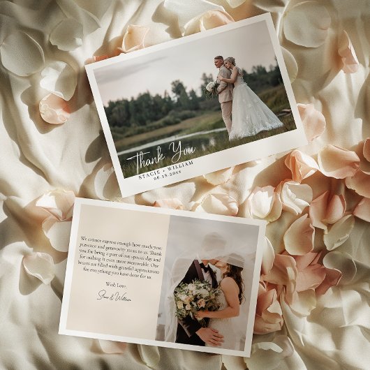 ミニマリストフォトウェディングカップル サンキューカード