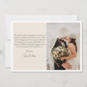 ミニマリストフォトウェディングカップル サンキューカード (裏面)