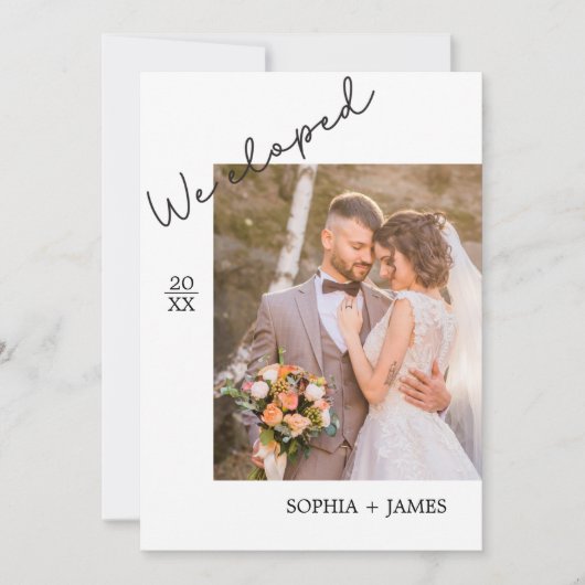 ミニマリストフォトエロープメント結婚発表 案内状 (正面)