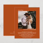 ミニマリストフォトオレンジBUDGET結婚式の招待 (正面/裏面)