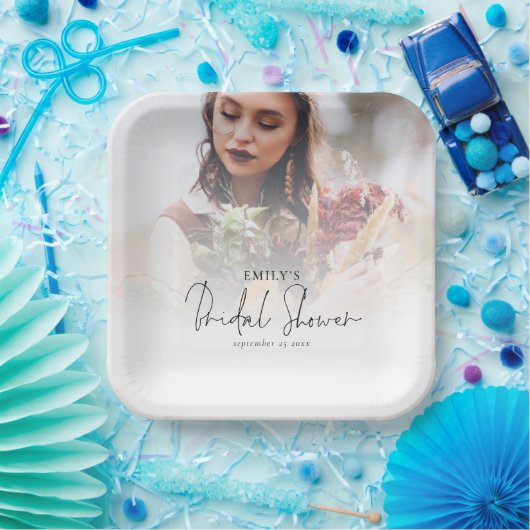 ミニマリストフォトオーバーレイブライダルシャワー ペーパープレート (パーティー)